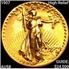 Image 1 : 1907 High Relief $20 Gold Double Eagle CHOICE AU
