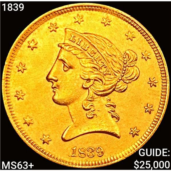 1839 $5 Gold Half Eagle CHOICE BU+