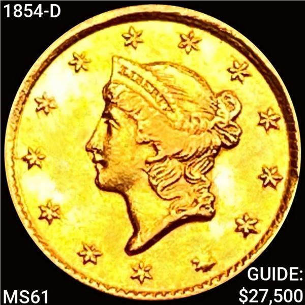 1854-D Rare Gold Dollar UNCIRCULATED