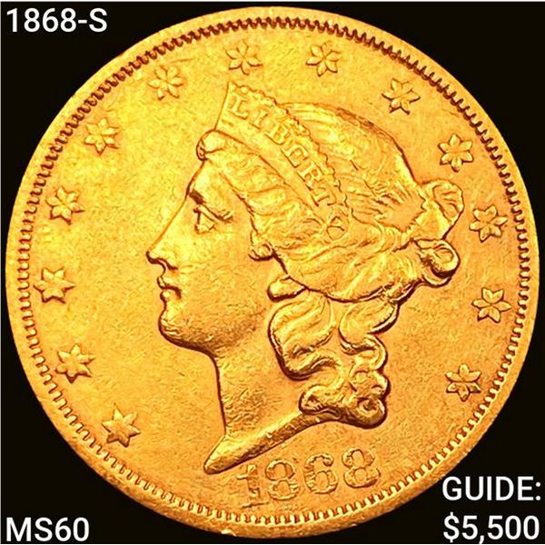 1868-S $20 Gold Double Eagle UNCIRCULATED
