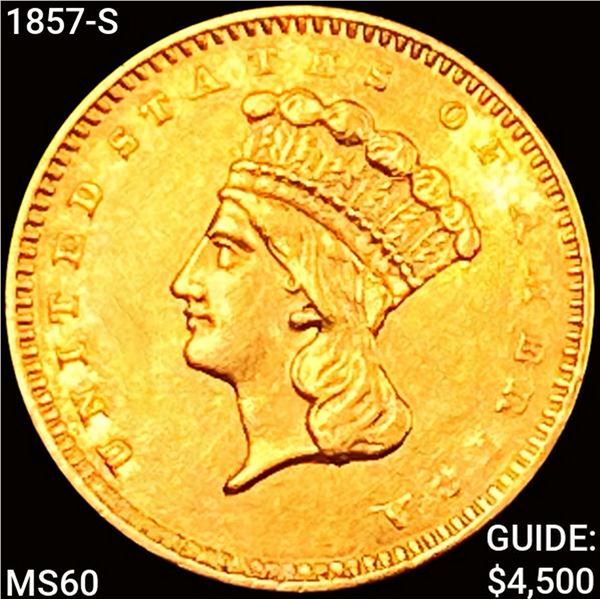 1857-S Rare Gold Dollar UNCIRCULATED