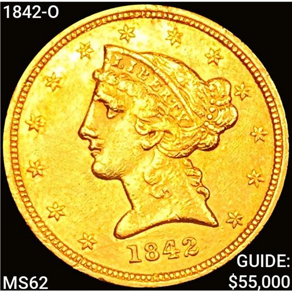 1842-O $5 Gold Half Eagle UNCIRCULATED