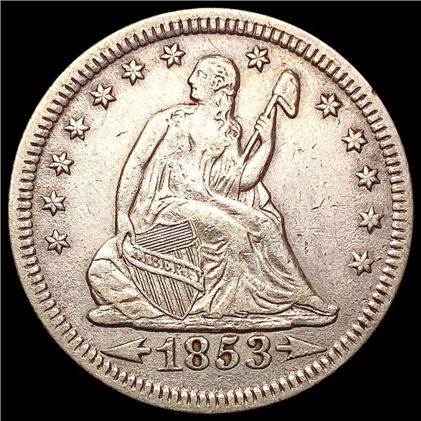1853 A+R Seated Liberty Quarter CLOSELY UNCIRCULAT