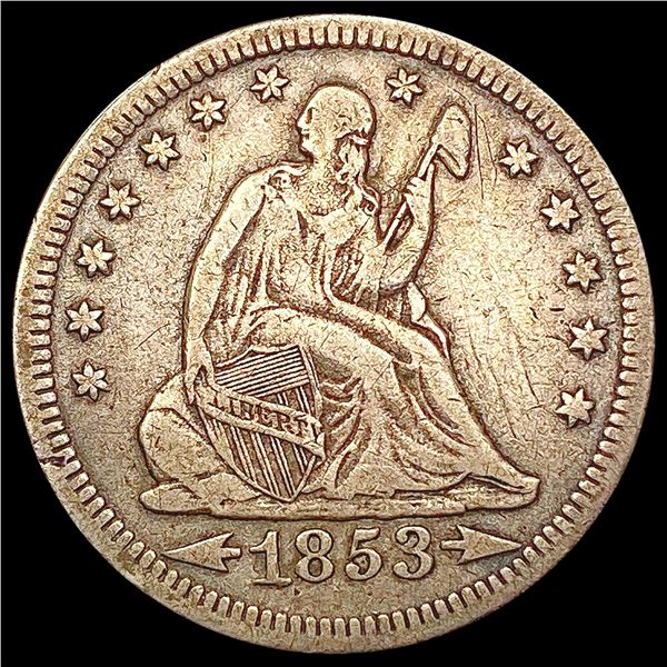 1853 A+R Seated Liberty Quarter LIGHTLY CIRCULATED