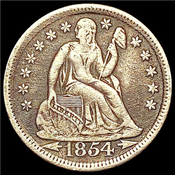 1854 Arws Seated Liberty Dime LIGHTLY CIRCULATED