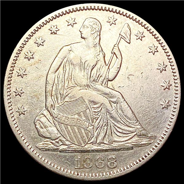 1868 Seated Liberty Half Dollar CLOSELY UNCIRCULAT
