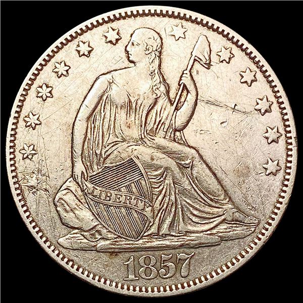 1857 Seated Liberty Half Dollar CLOSELY UNCIRCULAT