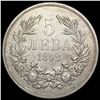 Image 2 : 1892 Bulgeria 5 Leva Coin CLOSELY UNCIRCULATED