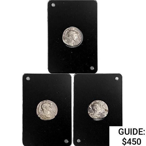 Trajan Silver Denarius Ancient Roman Coins [3 Coi