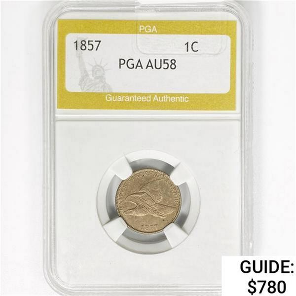 1857 Flying Eagle Cent PGA AU58