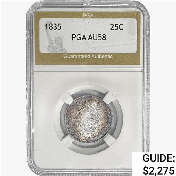 1835 Capped Bust Quarter PGA AU58