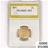 Image 1 : 1871 Two Cent Piece PGA MS65+ RED