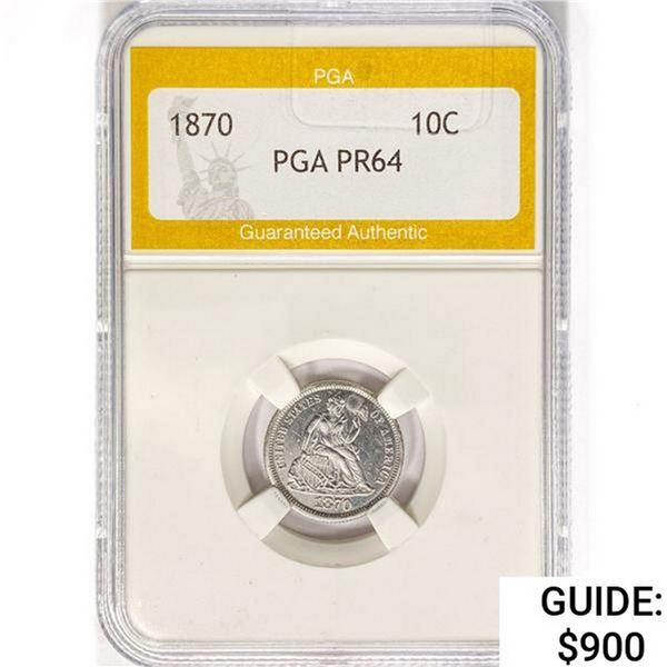 1870 Seated Liberty Dime PGA PR64
