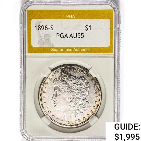 1896-S Morgan Silver Dollar PGA AU55
