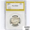 Image 1 : 1893 Isabella Silver Quarter PGA MS60
