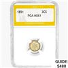 Image 1 : 1851 Silver Three Cent PGA MS61