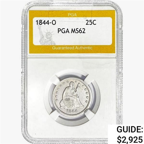 1844-O Seated Liberty Quarter PGA MS62