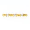 Image 1 : Estate 14k Gold Single Cut Diamond "X" Figure Satin Twisted Cable Bar Pin Brooch