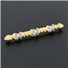 Image 2 : Estate 14k Gold Single Cut Diamond "X" Figure Satin Twisted Cable Bar Pin Brooch