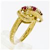 Image 8 : 18k Yellow Gold 0.50 ctw Prong Round Diamond & Ruby Braided Loop Knot Band Ring