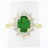 Image 1 : NEW Classic 14k Gold 2.02 ctw Oval Emerald Solitaire w/ Round Diamond Halo Ring