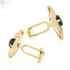 Image 3 : Vintage 14K Gold Brown Star Sapphire Infinity Square Florentine Finish Cufflinks