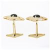 Image 5 : Vintage 14K Gold Brown Star Sapphire Infinity Square Florentine Finish Cufflinks