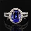 Image 1 : 3.16 ctw Tanzanite and 0.65 ctw Diamond Platinum Ring