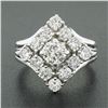 Image 2 : Vintage 14K White Gold 2.04 ctw Old Transitional Cut Diamond Lozenge Platter Rin