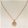 Image 2 : NEW 14K Rose Gold.10 ctw Diamond Awareness Ribbon Disc Pendant w/ 16" Rope Chain