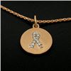 Image 3 : NEW 14K Rose Gold.10 ctw Diamond Awareness Ribbon Disc Pendant w/ 16" Rope Chain