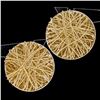 Image 2 : New Solid 14K Yellow Gold Large Round Tangled Wire Button Omega Back Earrings