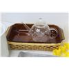 Image 3 : Smokey Glass Fire King Casserole Dish w/Basket - Popsicle Trays - Glass Ash Trays - Kitchen Canniste