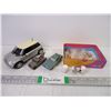 Image 1 : Mini Cooper Car, Corgi Fire Truck, Car,(3) Thimbles and (16) Saskatchewan Pins