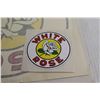 Image 4 : 11" and 3.5" White Rose Gas & Oil Decal/Stickers, (2) Vintage Rooster Decanters - Leather-Wrapped Gl