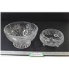 Image 1 : Pinwheel Crystal Bowl - Crystal Footed Dish w/Etched Flower Design