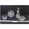 Image 1 : Pinwheel Rose Bowl - Pinwheel Oil Jar - (2) Crystal Sugar Bowls