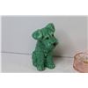 Image 3 : Kaiser W. German Figurine - Pink Glass Basket - Green Ceramic Dog (ear has damage)
