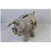 Image 8 : Pottery Piggy Bank - Glass Container w/Handle - Tea Pot (no lid) - Pottery Cup - Red Stained Glass B