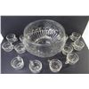 Image 3 : Glass Punch Bowl w/12 Glasses & Spoon