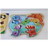 Image 4 : (2) Kids Wooden Puzzles - Farm Animals & Fish