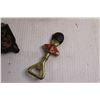 Image 6 : (2) Red Cups, British Knight Cast Iron Bottle Opener