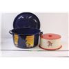 Image 1 : GSW Blue Graniteware Canning Pot With Lid and Vintage Tin Covered Cake Pan