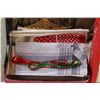Image 2 : (6) Vintage Wooden Picnic Basket & 5 - Vintage Christmas Card Boxes & Handkerchiefs