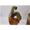 Image 4 : (2) Vintage Wooden Curio Carrier & Wooden Carved Parrots