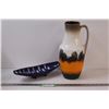 Image 1 : (2) West Germany Pottery Pieces: Handled Vase - 14" Tall; Gondola Bowl - 13" Long