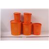 Image 1 : (10) Tupperware Orange Plastic Cannister Set