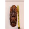 Image 2 : Hand Carved Wooden Head - Bearded Triable Leader (Wall Hanger)