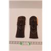 Image 1 : (1 pr) Hand Carved African Heads w/Inlays - Possibly Iron Wood (Heavy)