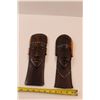 Image 3 : (1 pr) Hand Carved African Heads w/Inlays - Possibly Iron Wood (Heavy)